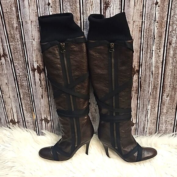 Stella McCartney Heeled Stiletto Sock Cuffed Knee High Boot 6.5 - Picture 6 of 16